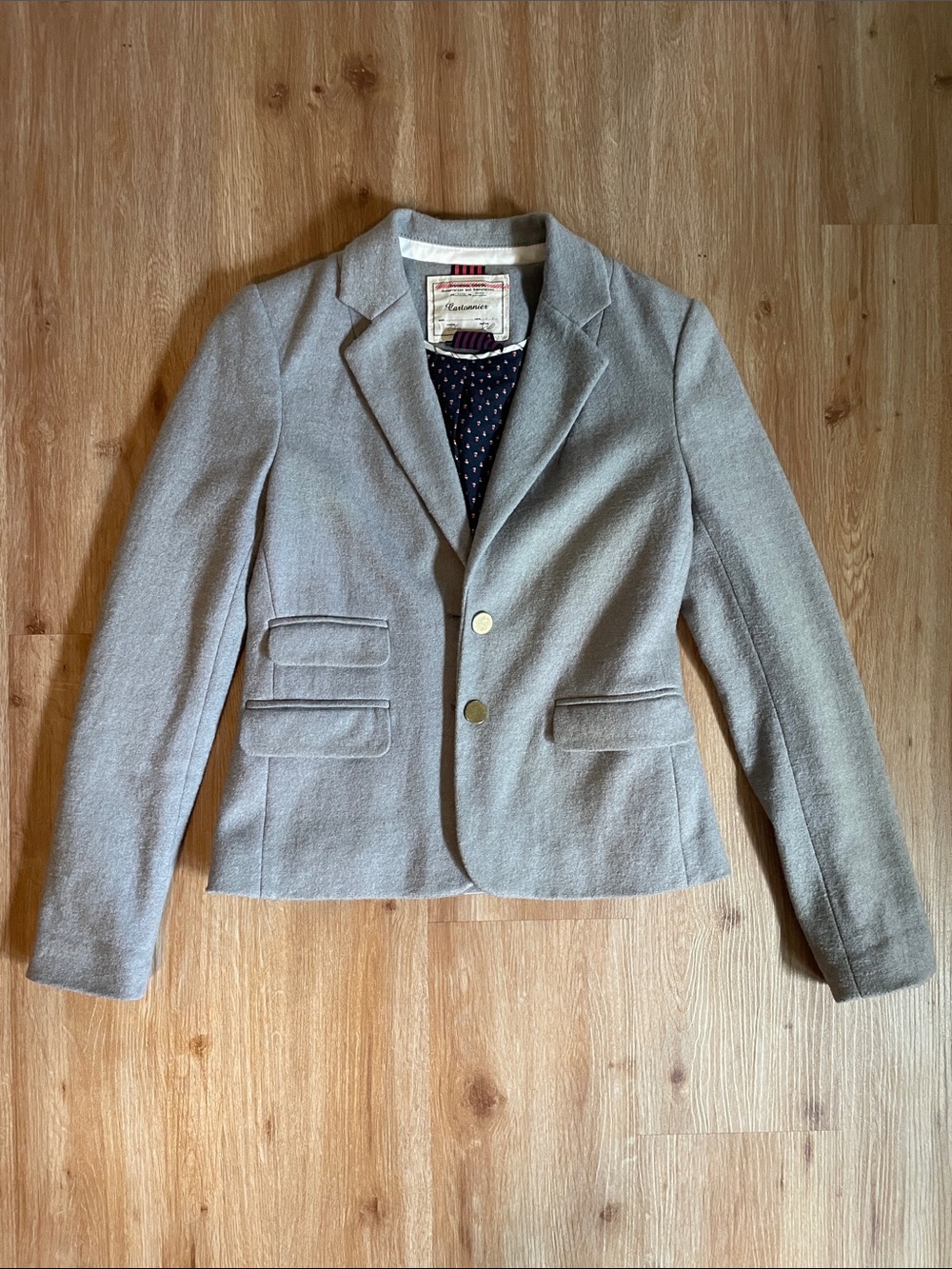 Anthropologie Light Gray Tailored Blazer Jacket